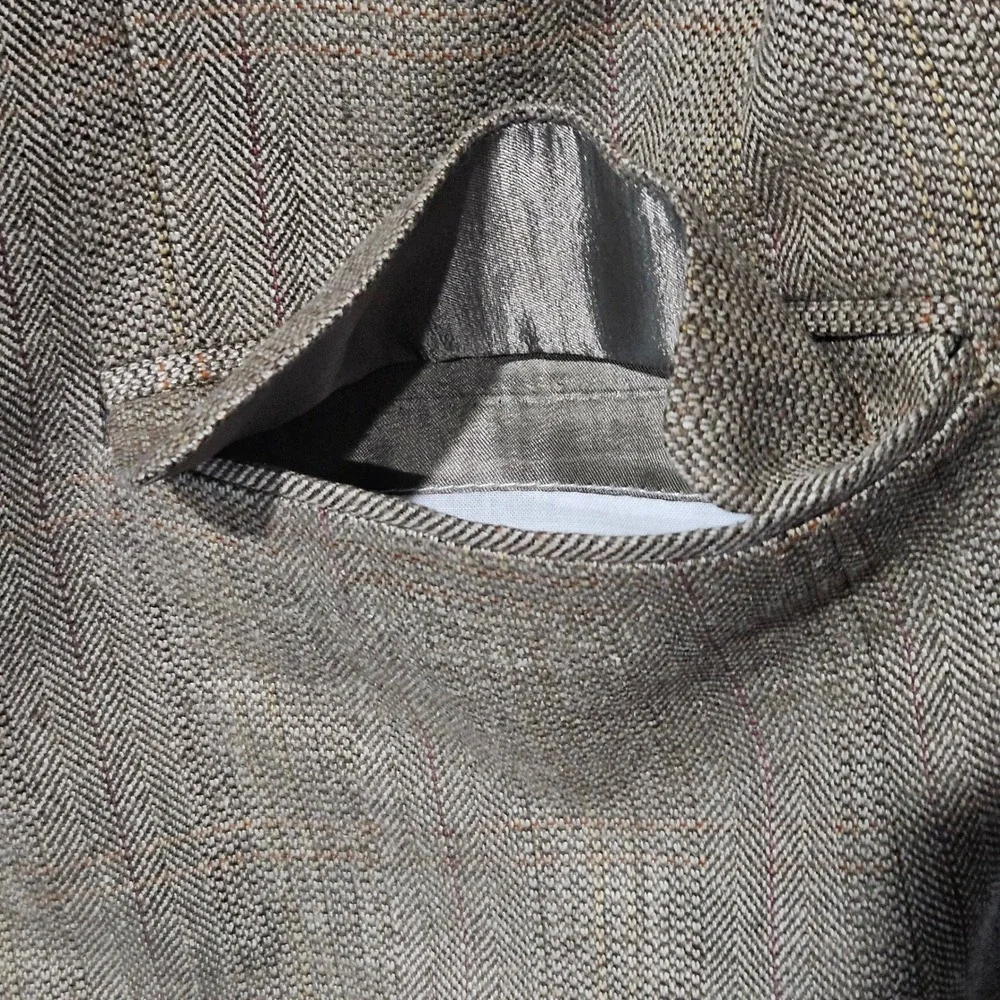 Polo University Club Ralph Lauren Silk Wool Linen Herringbone Blazer 43R Tan